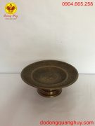 Mâm bồng bằng đồng màu hun xanh giả cổ đường kính 25cm