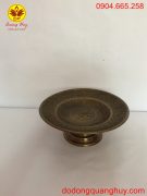 Mâm bồng bằng đồng màu hun xanh giả cổ đường kính 25cm