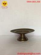 Mâm bồng bằng đồng màu hun xanh giả cổ đường kính 25cm