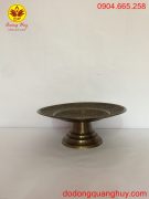 Mâm bồng bằng đồng màu hun xanh giả cổ đường kính 25cm