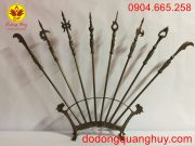 Bộ bát biểu bằng đồng cao 60cm màu hun xanh giả cổ