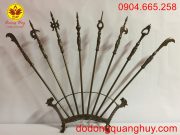 Bộ bát biểu bằng đồng cao 60cm màu hun xanh giả cổ