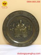 Mâm đồng phúc lộc thọ màu hun xanh giả cổ