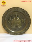 Mâm đồng phúc lộc thọ màu hun xanh giả cổ