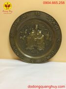 Mâm đồng phúc lộc thọ màu hun xanh giả cổ