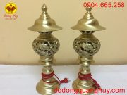 Đôi đèn thờ rồng phượng bằng đồng cát tút