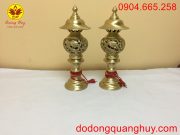 Đôi đèn thờ rồng phượng bằng đồng cát tút
