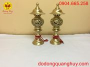 Đôi đèn thờ rồng phượng bằng đồng cát tút