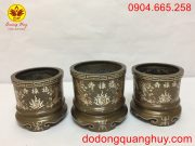 Ba bát hương đồng đỏ khảm tam Khí