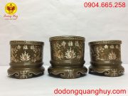 Bát hương bằng đồng đỏ khảm tam khí