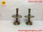 chân nến thờ bằng đồng đỏ khảm tam khí
