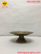 Mâm bồng bằng đồng đỏ khảm tam khí đường kính 25cm