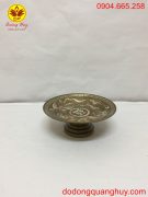 Mâm bồng bằng đồng đỏ khảm tam khí đường kính 25cm