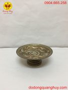 Mâm bồng bằng đồng đỏ khảm tam khí đường kính 25cm