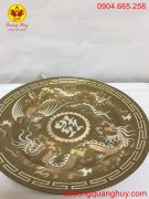 Mâm bồng bằng đồng đỏ khảm tam khí đường kính 25cm