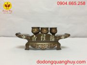 Ngai ba chén bằng đồng đỏ khảm tam khí