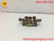 Ngai ba chén bằng đồng đỏ khảm tam khí