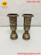 Ống cắm hương bằng đồng đỏ khảm tam khí