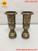 Ống cắm hương bằng đồng đỏ khảm tam khí