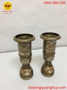 Ống cắm hương bằng đồng đỏ khảm tam khí