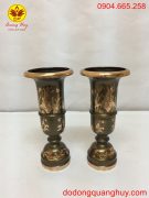 Ống cắm hương bằng đồng đỏ cạo màu