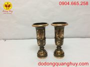 Ống cắm hương bằng đồng đỏ cạo màu