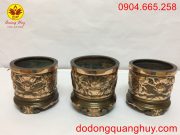 Bát hương bằng đồng đỏ cạo màu