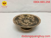 Mâm bồng bằng đồng đỏ cạo màu đường 25cm