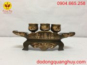 Ngai ba chén bằng đồng đỏ cạo màu