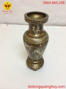 Lọ hoa bằng đồng đỏ khảm tam khí cao 30cm