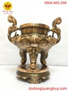 Đỉnh đồng đỏ cạo màu 60cm hoa văn sắc nét và tinh xảo