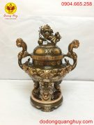 Đỉnh đồng đỏ cạo màu 60cm hoa văn sắc nét và tinh xảo