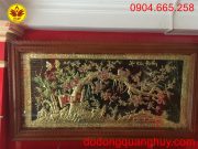 Tranh đồng vinh hoa phú quý khung gỗ xoắn