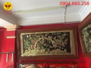 Tranh đồng vinh hoa phú quý khung gỗ xoắn