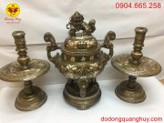 Bộ tam sự bằng đồng khảm tam khí cao 60cm
