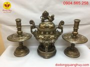 Bộ tam sự bằng đồng khảm tam khí cao 60cm