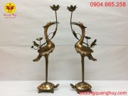 Hạc thờ bằng đồng đỏ cạo màu