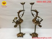 Hạc thờ bằng đồng đỏ cạo màu