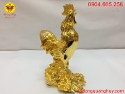 Tượng gà bằng đồng mạ vàng 24k