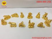 Tượng mười hai con giáp bằng đồng mạ vàng 24k