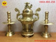 Bộ tam sự đỉnh nến bằng đồng cao 65cm