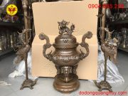 Bộ Tam sự bằng đồng giả cổ cao 70cm