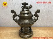 Đỉnh đồng hun xanh giả cổ cao 55cm