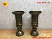 ống cắm hương bằng đồng hun xanh giả cổ