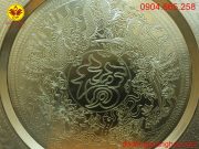 Mâm đồng chữ phúc chạm thủ công