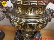 Bộ ngũ sự bằng đồng đỏ khảm ngũ sắc cao 50cm