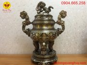 Bộ ngũ sự bằng đồng khảm ngũ sắc cao 50cm