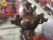 Đỉnh quả bóng thất Lân bằng đồng vàng cao 60cm