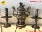 Bộ tam sự song long trầu nguyệt đồng vàng cạo màu