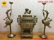 Bộ tam sự đỉnh vuông khảm tam khí cao 60cm